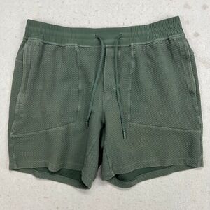 Lululemon Textured Double-Knit Cotton Shorts 2XL 6" Men Green Drawstring Elastic